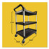 RUBBERMAID COMMERCIAL PROD. 3424-88 BLA Three-Shelf Service Cart, Plastic, 3 Shelves, 200 lb Capacity, 18.63" x 33.63" x 37.75", Black