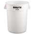 RUBBERMAID COMMERCIAL PROD. 2632 WHI Vented Round Brute Container, 32 gal, Plastic, White