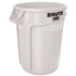 RUBBERMAID COMMERCIAL PROD. 2632 WHI Vented Round Brute Container, 32 gal, Plastic, White