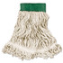 RUBBERMAID COMMERCIAL PROD. D252 WHI Super Stitch Looped-End Wet Mop Head, Cotton/Synthetic, Medium, Green/White