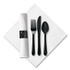 HOFFMASTER 119971 CaterWrap Heavyweight Cutlery Combo Kit, Fork/Knife/Napkin/Spoon, Plastic, Black, 100/Carton
