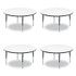 CORRELL, INC. 42DERD80954P Dry Erase Markerboard Activity Tables, Round, 42" x 19" to 29", White Top, Black Legs, 4/Pallet