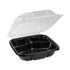 PACTIV EVERGREEN CORPORATION DC858310B000 EarthChoice Vented Dual Color Microwavable Hinged Lid Container, 3 Compartments, 33 oz, Black/Clear, Plastic, 150/Carton