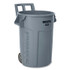 RUBBERMAID COMMERCIAL PROD. 2179403 Vented Wheeled BRUTE Container, 32 gal, Plastic, Gray