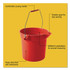 RUBBERMAID COMMERCIAL PROD. 2963 RED BRUTE Round Utility Pail, 10 qt, Plastic, Red, 10.5" dia