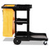 RUBBERMAID COMMERCIAL PROD. 617388BK Multi-Shelf Cleaning Cart, Plastic, 4 Shelves, 1 Bin, 20" x 45" x 38.25", Black