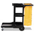 RUBBERMAID COMMERCIAL PROD. 617388BK Multi-Shelf Cleaning Cart, Plastic, 4 Shelves, 1 Bin, 20" x 45" x 38.25", Black
