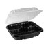 PACTIV EVERGREEN CORPORATION DC109310B000 EarthChoice Vented Dual Color Microwavable Hinged Lid Container, 3 Compartments, 54 oz, Black/Clear, Plastic, 132/Carton