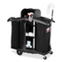 RUBBERMAID COMMERCIAL PROD. 9T78 High-Security Housekeeping Cart, Plastic, 3 Shelves, 2 Bins, 22" x 51.75" x 53.5", Black/Silver