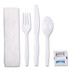 BOARDWALK FKTNSMWPSWH Six-Piece Cutlery Kit, Mediumweight, Fork/Knife/Napkin/Pepper/Salt/Spoon, Plastic, White, 250/Carton