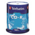 VERBATIM CORPORATION 94554 CD-R Recordable Disc, 700 MB/80 min, 52x, Spindle, Silver, 100/Pack