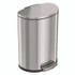 HLS COMMERCIAL HLSS13D Step Pedal Trash Can, 13 gal, Half-Round Plastic/Stainless Steel, Silver