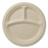 WORLD CENTRIC PLSC9TLFS Fiber Plates, 3-Compartment, Paper, 9" dia, Natural, 1,000/Carton