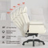EUREKA ERGONOMIC OC003OW Royal Executive Office Chair, Support up to 300 lb, 19.46"-22.26" Seat Height, White PU Leather Seat, White Faux Leather Back