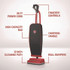 HOOVER COMPANY Commercial CH50300 Task Vac Soft Bag Lightweight Upright, 12" Cleaning Path, Black/Red