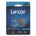 LEXAR MEDIA INC. LSDMI128B2U6 High Performance BLUE Series microSDXC Memory Card with Adapter, UHS-I V30 U1 Class 10, 128 GB, 2/Pack