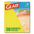 CLOROX SALES CO. Glad® 57263BX Zipper Food Storage Plastic Sandwich Bags, 6.63 x 5.88, Clear, 50 Bags/Box