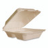 VEGWARE VWHC83NFA Nourish Molded Fiber Takeout Containers, Compostable, 3 Compartments, 7.9 x 7.9 x 2.9, White, Sugarcane, 200/Carton