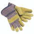 MCR SAFETY 1950L Grain-Leather-Palm Gloves, Gunn Cut, Wing Thumb, Large, Red/Blue Striped/Tan, 12 Pairs
