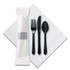 HOFFMASTER 119901 CaterWrap Cater to Go Express Cutlery Kit, Heavyweight, Fork/Knife/Napkin/Spoon, Plastic, Black, 100/Carton