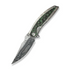 We Knife WE23093-DS1 WEKNIFE Quinseris Flipper & Thumb Stud Knife Crystalized Silver Titanium Handle With Jungle Wear Fat Carbon Fiber Inlay (3.96"" Fafnir Damasteel Blade) WE23093-DS1