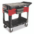 RUBBERMAID COMMERCIAL PROD. 618000BLA Two-Shelf Trades Cart, Plastic, 2 Shelves, 2 Drawers, 330 lb Capacity, 19.25" x 38" x 33.38", Black
