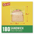CLOROX SALES CO. Glad® 60771 Fold Top Food Storage Plastic Sandwich Bags, 6.5 x 5.5, Clear, 180 Bags/Box, 12 Boxes/Carton