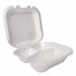 PLASTIFAR SA 12092 Foam Hinged Lid Containers, 3-Compartment, 8.56 x 8 x 2.76, White, Foam, 200/Carton