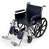 MEDLINE INDUSTRIES, INC. MDS806950FLA Medline Extra-Wide Folding Wheelchair With Full-Length Arms, 24inW Seat, 32inH x 18 1/2inW x 37 1/2inD, Black/Silver