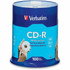 VERBATIM AMERICAS LLC 94712 Verbatim 52X CD-R Discs With Blank White Surface, 700MB/80 Minutes, Pack Of 100