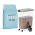 Store pet food, cat litter or wood chips in the Iris Airtight Container. This container is made of plastic for durability, and it has an airtight seal to keep out moisture and pests.  Made of durable plastic.  Airtight seal helps keep out moisture and pests.  Caster wheels provide convenient mobility.  Tapered shape fits into tight spaces.  Includes scoop.  47 qt capacity offers ample storage space.