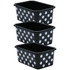 EDUCATORS RESOURCE TCR20402-3 Teacher Created Resources Plastic Storage Bin, Small, White Polka Dots on Black, Pack Of 3