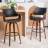 GLAMOUR HOME GHSTL-1750  Beasley Faux Leather Barstool With Back, Black/Brown