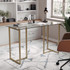 FLASH FURNITURE XUDK1GLD Martha Stewart Eli 47.25inW Home Office Glass Top Computer Desk With Metal Frame, Clear/Polished Brass