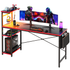 BESTIER H101116G-BDCF  RGB Gaming Desk With Storage Shelf & Side Pocket, 62inW, Black 3D Carbon Fiber