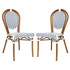FLASH FURNITURE 2SDA6422SWNVN  2 Pack Lourdes Indoor/Outdoor Commercial Thonet Bistro Stacking Chair, PE Rattan and Aluminum Frame, White & Navy/Natural Frame