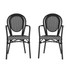 FLASH FURNITURE 2SDA6422ABKWBK  2 Pack Lourdes Indoor/Outdoor Commercial Thonet Bistro Stacking Chair with Arms, PE Rattan and Aluminum Frame, Black & White/Black Frame