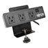 Protect your favorite devices with a Tripp Lite Protect It! TLP310USBC 3-Outlet Surge Protector With 2 USB Ports & Desk Clamp. This durable cord secures to a desk clamp for secure attachment.  Provides protection against surges, spikes and EMI/RFI line noise.  Includes 3 NEMA 5-15R outlets and 2 USB charging ports with 3.1 amp total.  Offers 510 Joules of protection.  Top storage shelf accommodates smaller mobile devices during charging.  Attaches permanently to an adjustable clamp that fits most desks, tables and workstations.  Includes a desk clamp, mounting hardware and owners manual.  Backed by the manufacturers limited lifetime warranty.  Helps save energy - designed to limit the energy used by other products, potentially helping you reduce your carbon footprint and save money.