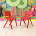 FLASH FURNITURE 2YUYCX005RED  Plastic Stackable School Chairs With 15-1/2in Seat Height, Red, Set Of 2 Chairs