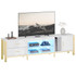 BESTIER L101520A-WHTUV  Modern LED TV Stand For 85in TVs With 2 Drawers, Cabinets And Glass Shelves, 21-7/8inH x 80inW x 13-3/4inD, White/Gold