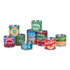Stock your pretend kitchen with this set of lidded cardboard play-food cans, and you will have all the ingredients for imaginative play. The set includes 10 colorful cans in different sizes and designs, perfect for opening, closing, stacking, sorting, and matching. It promotes sorting, grouping, and color recognition while introducing kids to various types of food.  Includes 10 play-food cans in a variety of sizes and designs  Plastic lids pop on and off with ease  Sturdy and colorful cardboard sides  Encourages sorting, grouping, and color recognition  Great for teaching awareness of different types of food