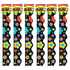 Help make each class period bright and cheerful with Terrific Trimmer borders. TREND borders allow you to create a fun, festive atmosphere for your students.  Add a decorative touch to your classroom environment.  Precut, scalloped design offers a neat appearance.  Each flower power pack includes 12 strips measuring 2-1/4in x 39in, for a total of 39ft.