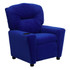 Add a cozy spot to relax in your childs room with a Flash Furniture Contemporary Kids Microfiber Recliner Accent Chair With Cup Holder. The soft microfiber upholstery boasts a modern style, while the padded seat provides lasting comfort. An integrated cup holder keeps snacks and drinks handy.  Overall Dimensions: 28inH x 24-1/2inW x 39inD.  Weight capacity tested to support 90 lb.  Solid hardwood frame.  Microfiber-upholstered padded back and seat.  Made with CAL 117 fire-retardant foam.  Padded armrests offer comfort.  Cup holder built into 1 armrest.  Child must be in the seated position and pull ottoman 1in out before the back reclines.  Kids recliner requires 6in of wall clearance.  Spot clean with a water-based cleaner.  Assembly required.