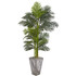 NEARLY NATURAL INC. 9769 Nearly Natural Golden Cane Palm 84inH Artificial Plant With Cement Planter, 84inH x 45inW x 40inD, Green/Gray