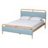 WHOLESALE INTERIORS, INC. 2721-13448 Baxton Studio Mateo Fabric And Natural Wood Queen Size Platform Bed, Baby Blue