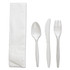 LAGASSE, INC. BWKFKTNMWPPWH Boardwalk 4-Piece Cutlery Kits, Fork/Knife/Napkin/Teaspoon, 5-7/8inL, White, Carton Of 250 Kits