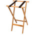 CENTRAL SPECIALTIES CO. 1170NAT CSL Deluxe Wood Tray Stands, 30inH x 18-1/2inW x 17inD, Natural Finish/Brown Straps, Set Of 4 Stands