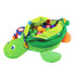 Kids will have a blast with this crinkling, jingling, multi-textured giant turtle toy! Filled with 60 colorful, squeezable balls, it offers a variety of interactive features like holes for pushing and pulling, a squeaking button, and a mirror. Baby can sit inside or use the turtle as a fun pillow, while the toy helps develop physical, cognitive, and social skills.  Zippered green turtle activity toy with 60 soft plastic balls in two sizes and six colors  Features skid-proof bottom for safety on all floor surfaces  Holes to push and pull balls through, crinkling feet, and a squeaking button for sensory play  Includes textured ring, mirror, silky fabric tags, and attached soft ball rattle  Ideal for nurturing early childhood development in physical, cognitive, and social areas  Measures 39in x 29in x 8.5in  Recommended for ages 9 months and up