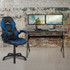 FLASH FURNITURE BLNX10D1904BL  Gaming Desk And Racing Chair Set With Cup Holder, Headphone Hook & 2 Wire Management Holes, Blue