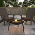 FLASH FURNITURE YL230  Foldable Wood Burning Firepit With Mesh Spark Screen And Poker, 17inH x 24inW x 24inD, Black